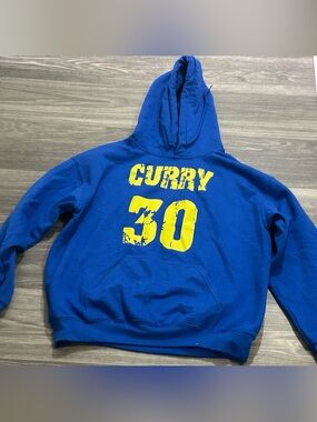 Gildan Blue Hoodie with Yellow Graphic